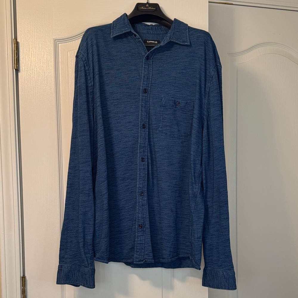 Express Men's Blue Casual Button Down Shirt